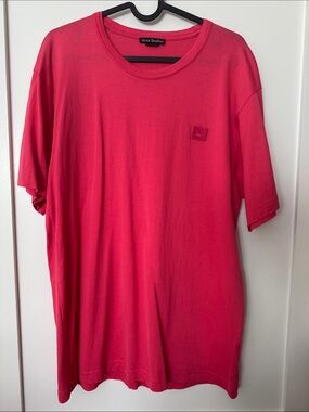 Acne Studios Short Sleeve Crew T-Shirt in Fuchsia Pink